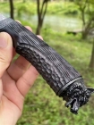 大马士革苍狼黑檀直刀